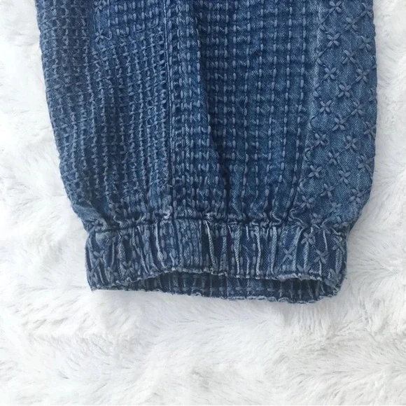 Johnny Was Sana Denim Pull-On Pant Embroidered Cargo Jogger Pants Size XL